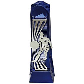 Male Blue Silver Henge Football Trophy 23cm