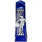 Female Blue Silver Henge Football Trophy 23cm