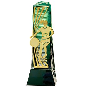 Female Green Gold Henge Football Trophy 23cm