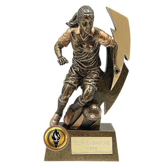 Antique Gold Gold Flash Female Footballer 17cm