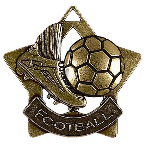 Bronze Mini Star Football Medal 60mm