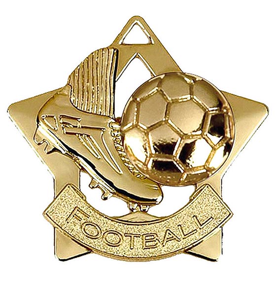 Gold Mini Star Football Medal 60mm