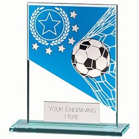 Mustang Blue Glass Football Plaque 110mm