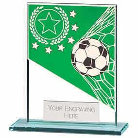 Mustang Green Glass Football Plaque 110mm