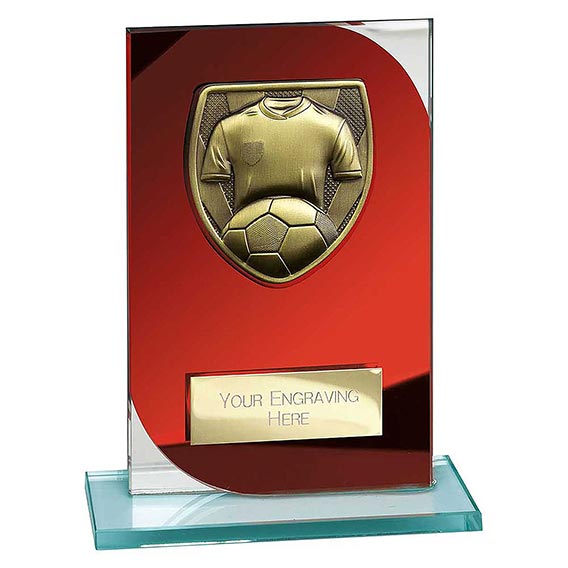Seismic Red Glass Football Plaque 150mm