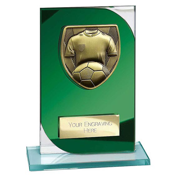 Seismic Green Glass Football Plaque 150mm