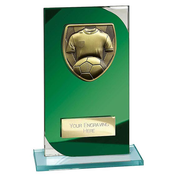 Seismic Green Glass Football Plaque 190mm