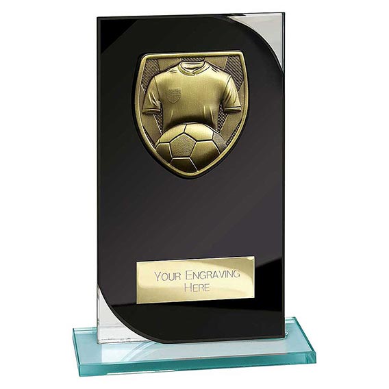 Seismic Black Glass Football Plaque 170mm