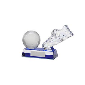 Blue Glass Boot & Ball Award 100mm