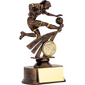 Antique Bronze Female Footballer 15cm