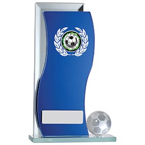 Blue Glass Football Laurel 165mm