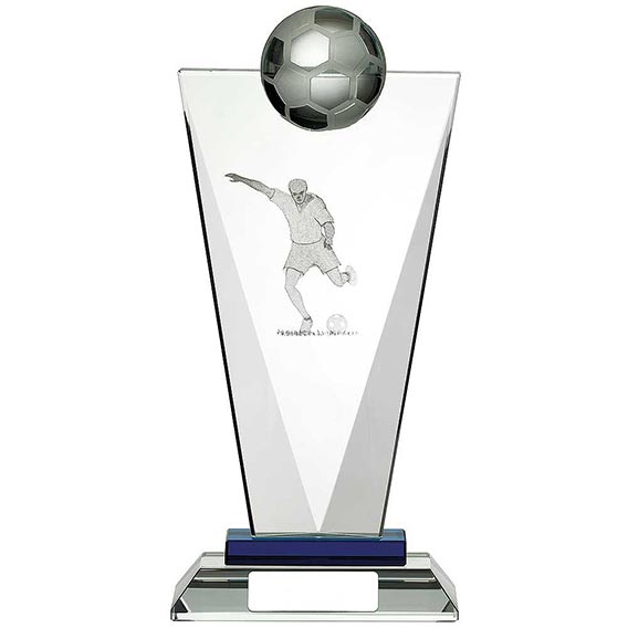 Pinnacle 3D Footballer Glass Award 22cm