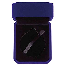 Velour 50mm Medal Box Blue 80x70mm