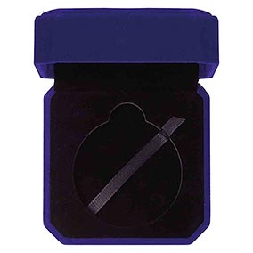 Velour 60mm Medal Box Blue 90x90mm