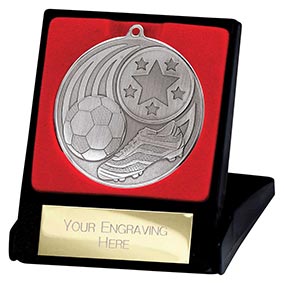 55mm Iconic Football Medal in Case Silver