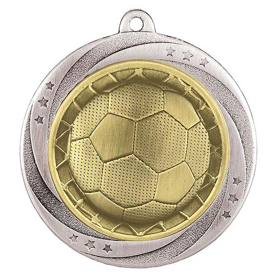 Silver Super Star Football Medal 60mm