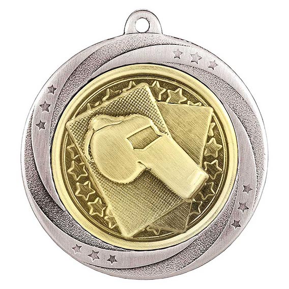 Silver Super Star Football Medal 60mm