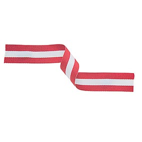 Red White & Red Medal Ribbon 22mm