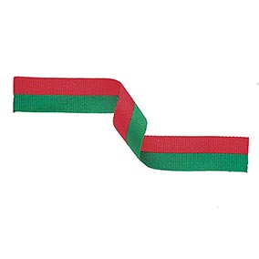 Red & Green Medal Ribbon 22mm