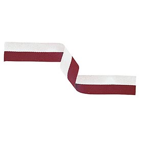 Maroon & White Medal Ribbon 22mm