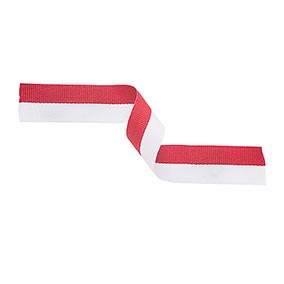 Red & White Medal Ribbon 22mm
