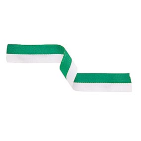 Green & White Medal Ribbon 22mm