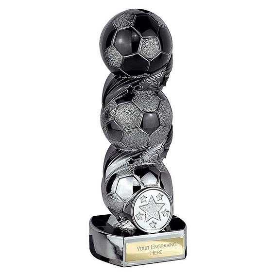 Hat-Trick Strike Black Silver Football Trophy 16cm