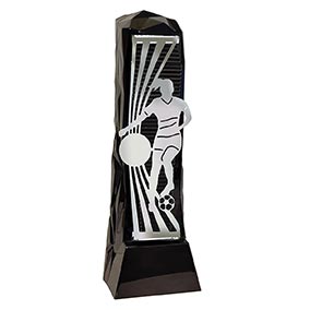 Female Black Silver Henge Football Trophy 23cm