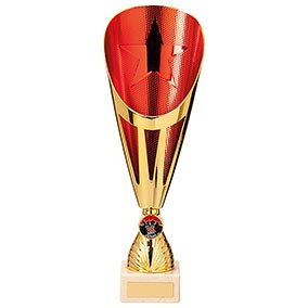 Rising Stars Deluxe Plastic Lazer Cup Gold & Red 315mm