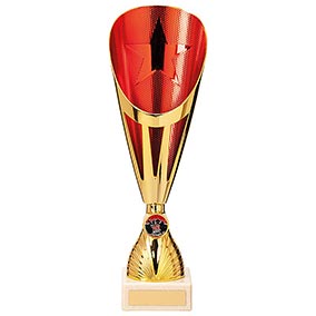 Rising Stars Deluxe Plastic Lazer Cup Gold & Red 325mm