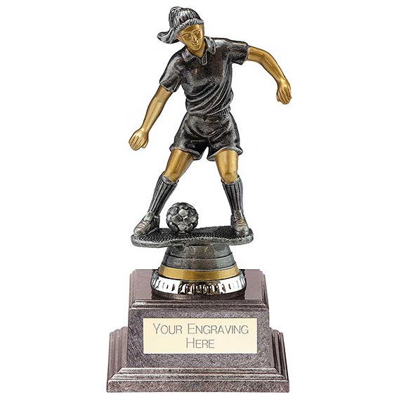 Cyclone Female Footballer Silver & Gold 170mm