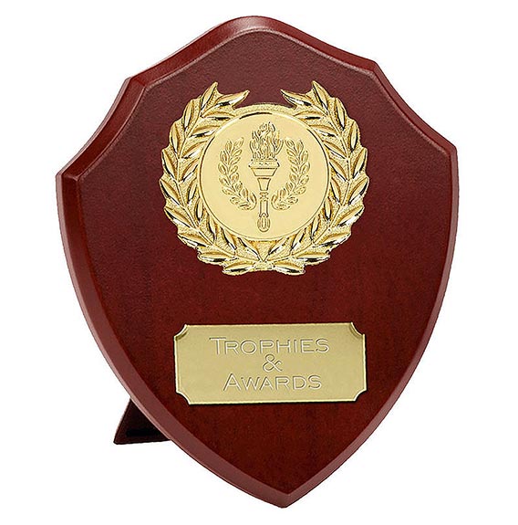 Rosewood Gold Triumph Shield 10cm