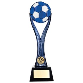 Blue White Nova Spire Football Trophy 26cm