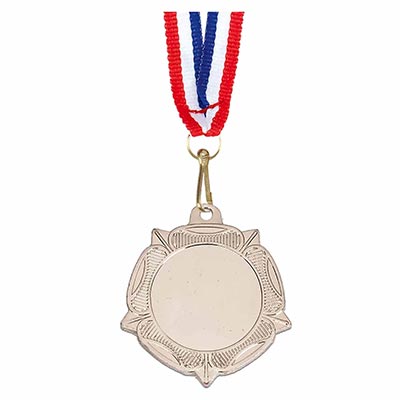 Silver Tudor Medal 40mm Red White Blue Ribbon