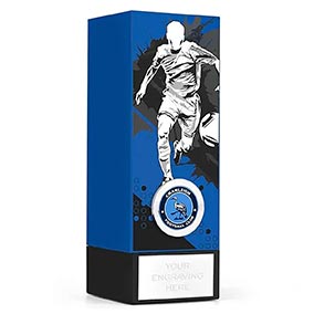 Blue Geo Male Footballer Trophy 17cm