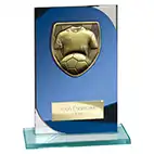 Seismic Blue Glass Football Plaque 150mm