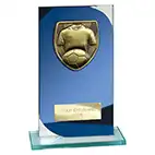 Seismic Blue Glass Football Plaque 170mm