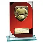 Seismic Red Glass Football Plaque 150mm