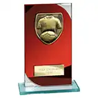Seismic Red Glass Football Plaque 170mm