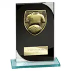 Seismic Black Glass Football Plaque 150mm