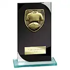 Seismic Black Glass Football Plaque 190mm