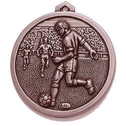 Bronze striker football medal 38mm
