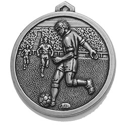 Silver striker football medal 38mm