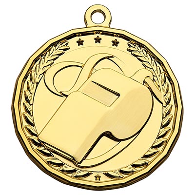 Referee's Whistle Medal Gold 50mm