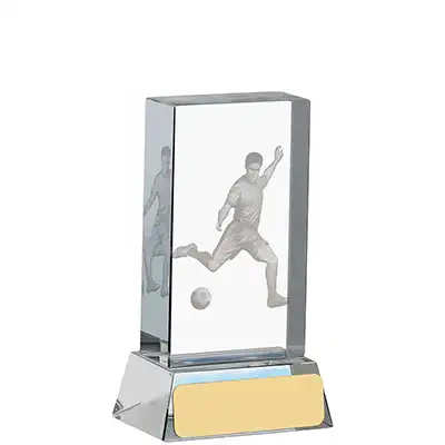 3D Footballer Glass Award 10cm