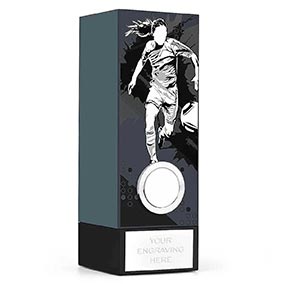 Grey Geo Female Footballer Trophy 17cm