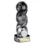 Hat-Trick Strike Black Silver Football Trophy 16cm