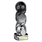 Hat-Trick Strike Black Silver Football Trophy 19cm
