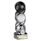 Hat-Trick Strike Black Silver Football Trophy 22cm