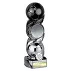Hat-Trick Strike Black Silver Football Trophy 24cm
